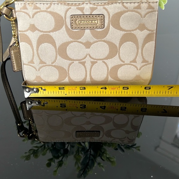Coach Tan/Gold Signature Wristlet - Picture 9 of 11